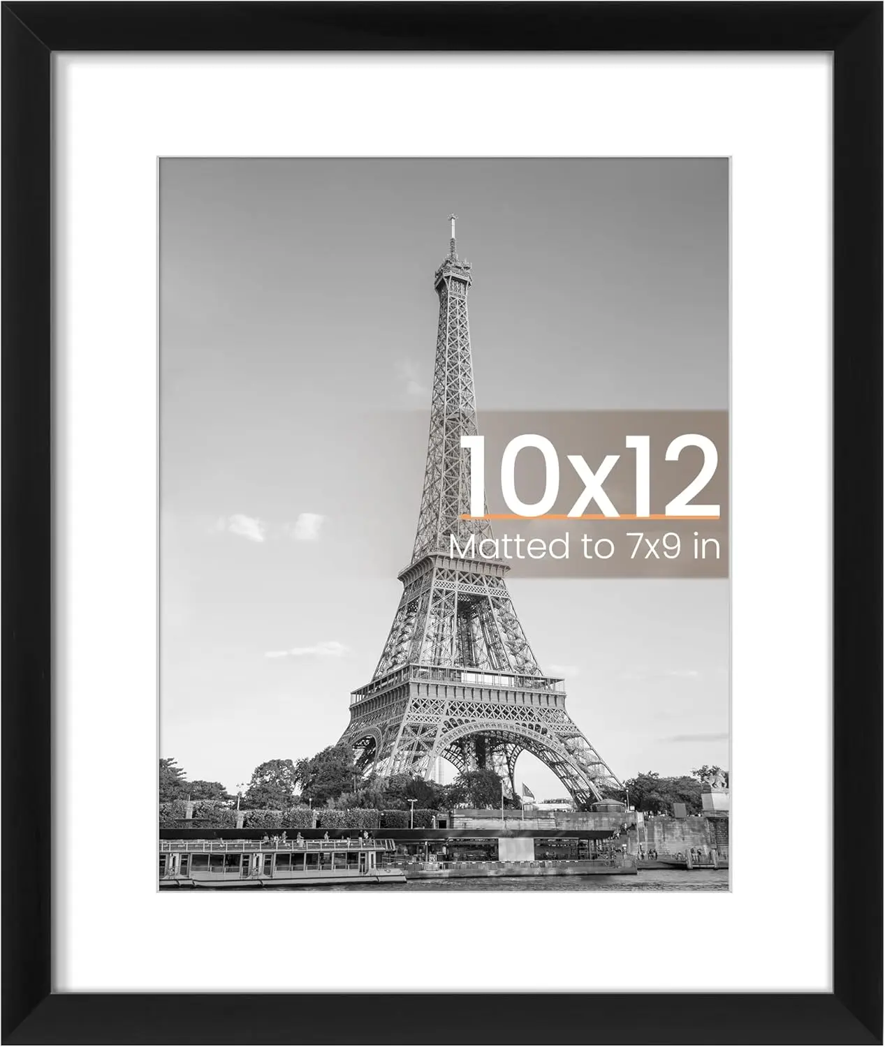 10x12 Picture Frame, Display Pictures 7x9 with Mat or 10x12 Without Mat, Wall Hanging Photo Frame, Black, 1 Pack