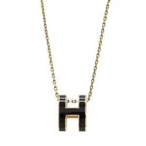 Pre-owned HERMÈS Brass Small Leather Goods Pop H Necklace Pendant