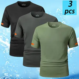 3-pack — Ice silk cool, quick-dry short-sleeve T-shirts, suitable for summer sports and fitness — Lightweight mesh breathable design, non-sticky