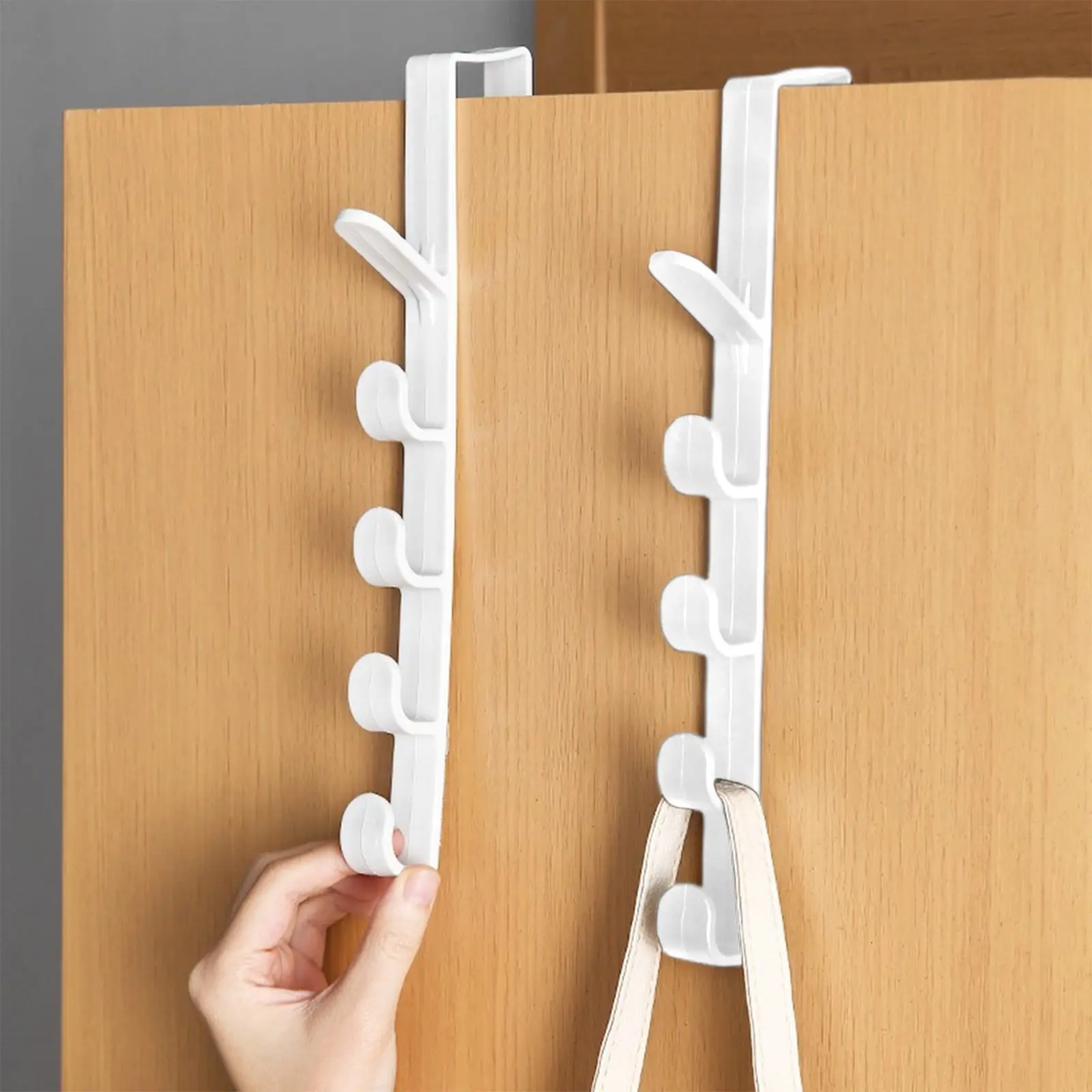 Black/White 2PCS Over The Door Hook Rack – Strong Hold Non-Slip Hooks for Towels, Hats & Bags, Minimalist Home Organizer