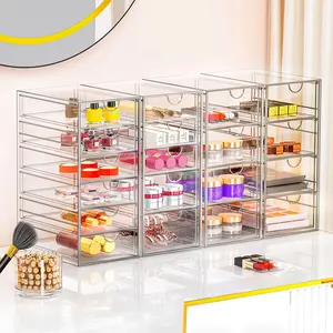 7CODE Makeup Organizer, Drawers Acrylic Clear Drawer Organizer, Clear Makeup Organizer, Plastic Storage Drawers for Vanity, Bathroom, Closet, Desk