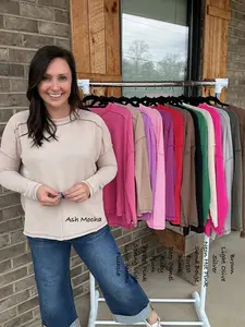 Ribbed Long Sleeve Top By Zenana *MULTIPLE COLORS*