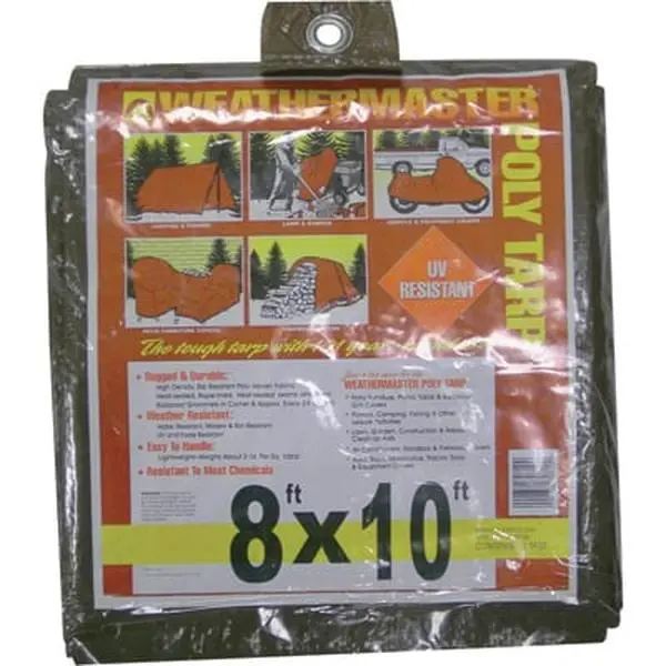 dize Brown Poly Tarp 8 x 10 ft., Rip-Resistant Polyethylene, UV Treated, Water and Mildew Resistant with Rustproof Grommets, Waterproof