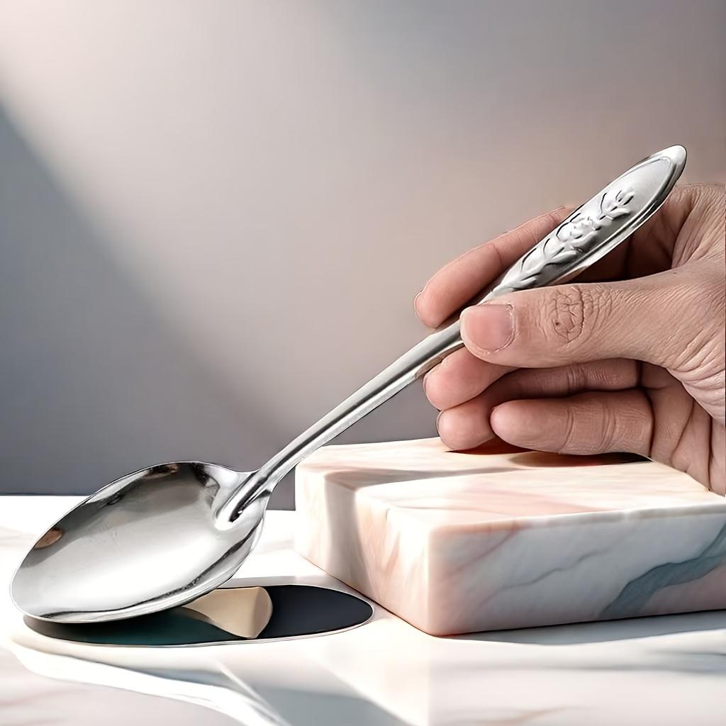 30PCS/10PCS Stainless Steel Spoon Set, Dessert Spoons, Cutlery Set, Household And Commercial Use, Ideal for Gifting, Watermelon And Fruit Scooping, High-End Restaurant Quality, Perfect for Mother'S Day, Easter, And Other Party Gatherings Tableware