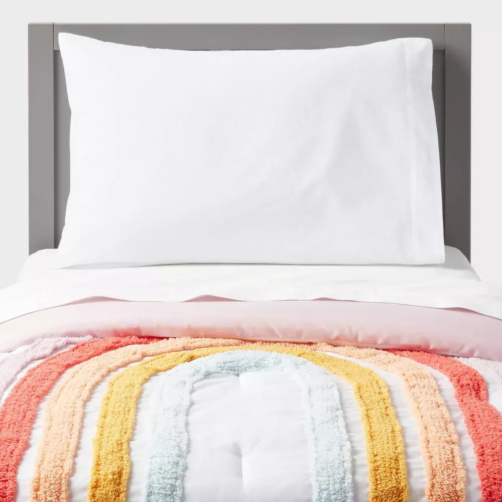 Toddler Rainbow Kids' Comforter - Pillowfort: Floral Botanical Design Recycled Polyester OEKO-TEX Certified
