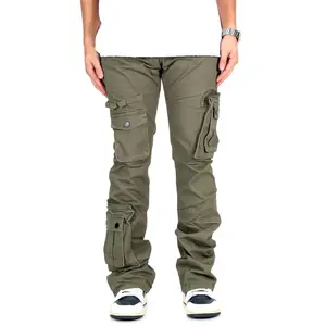 Rapto Men's premium twill olive cargo stacked pants.