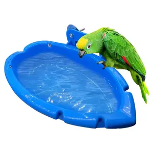 2-in-1 Parrot Bathtub Food Bowl, Standing Cage Shower Basin, Creative Daily Cleaning Playing Supplies for Pet Birds