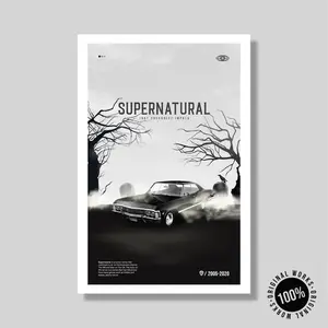 Supernatural Poster, 1967 Chevy Impala Print, Poster Art Wall Decor, TV Show Fan Art Gift for Supernatural