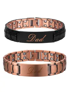1 Piece 99.99% Pure Copper Men's Strong Magnetic Engraved Bracelet Length Adjustable Comes with Size Adjustment Tool Simple Decorative Gift, Wearable Accessory Suitable for Men Gifts for Dad, Family, Father's Day, Anniversary Gifts