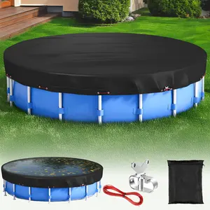 12FT  cover, designed for round above-ground . It is a waterproof, dustproof, and UV-resistant solar cover made from 420D high-density Oxford fabric. It comes with a metal winch and steel cable for a secure fit and strong wind resistance. way outdoor plus