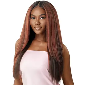 Outre Airtied Glueless Human Hair Blend 13x6 HD Lace Front Wig PERM YAKI 26" - 100% Fully Hand-Tied