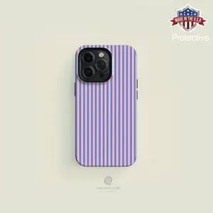 Durable Phone Cover with Blue And Pink Stripes| Case for Iphone 16 15 14 13 12 11 Pro Max Protective Smartphone