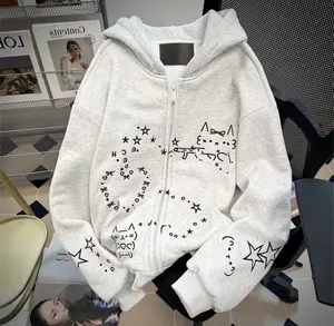 Cat going Bang! -  Chic Women Hoodie Print, Zip up