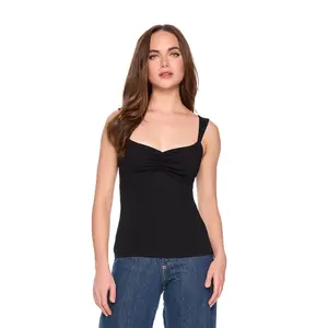 gathered front angle strap tank