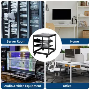 【GARVEE】10U Open Frame Server Rack with Adjustable Depth (23''-40''), Wall Mount & Free Standing Options, Includes 4 Lockable Casters and 2pcs 1U Server Rack Shelves, Ideal for IT/AV Equipment