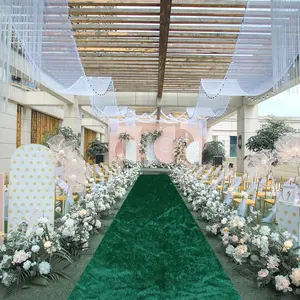Emerald Green 2FTx15FT Luxury Velvet Aisle Runner Carpet for Wedding Bridal Party Ceremony Birthday Event Wedding Decorations