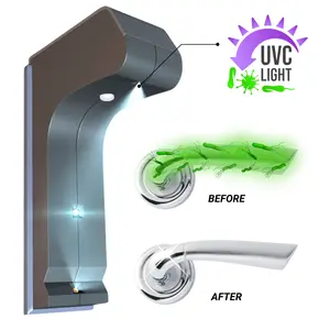 UV Light Door Handle Sanitizer Certified Bacterial Disinfector 3 UV LEDs Temperature Sensor & Easy Installation for Hygienic Sterilization