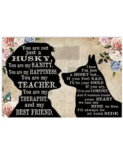 Husky You Are Therapist And My Best Friend Poster Man & Dog Wall Art Print
