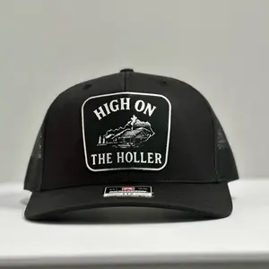 270Threadz High on the Holler Richardson 112 Trucker Hat Black with Distinctive Logo Design