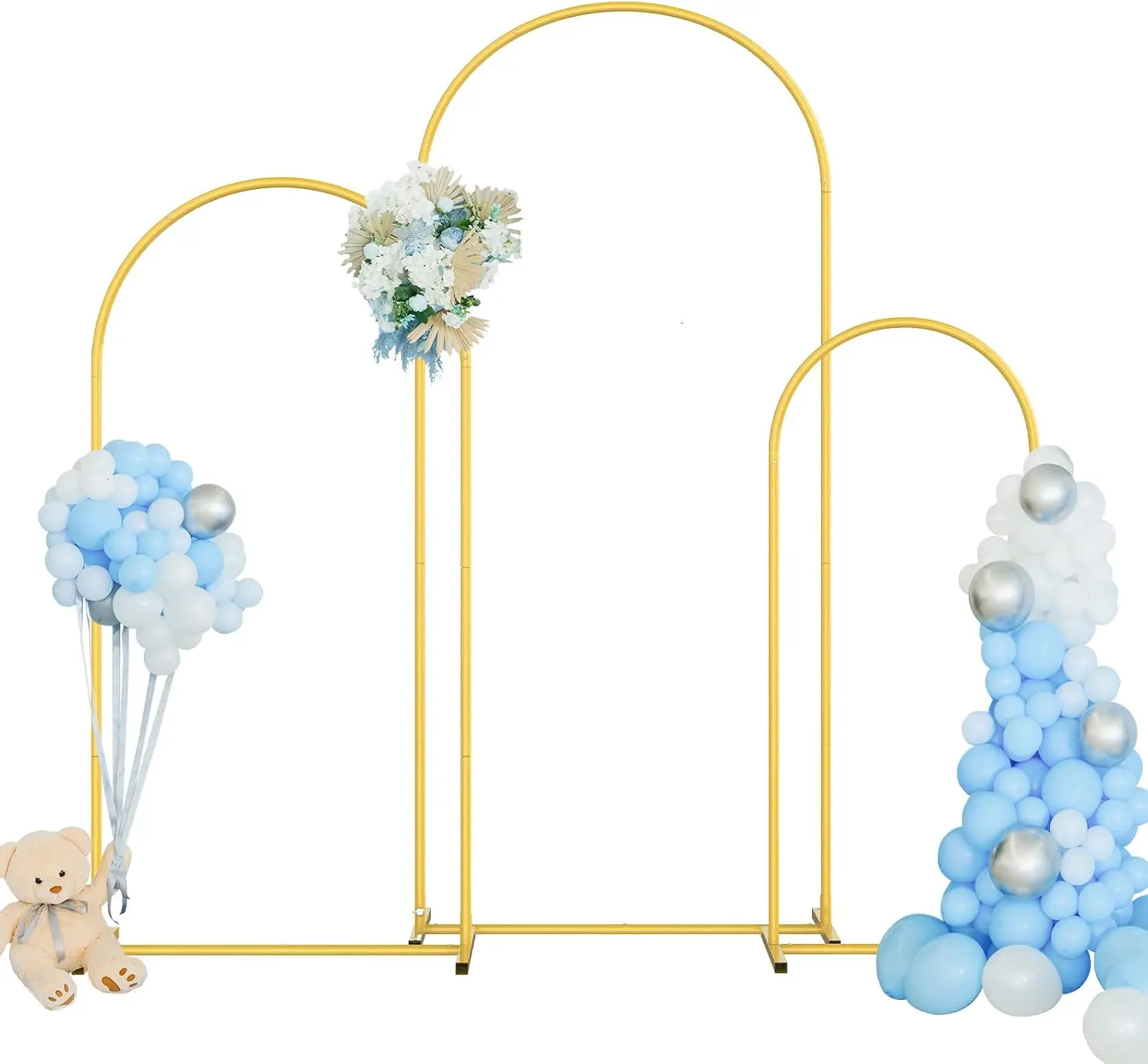 Metal Arch Backdrop Stand, Set of 3 (6ft, 5ft, 4ft), Wedding Arch Frame for Birthday Party, Wedding Ceremony, Baby Shower, Garden Balloon Arch Decoration