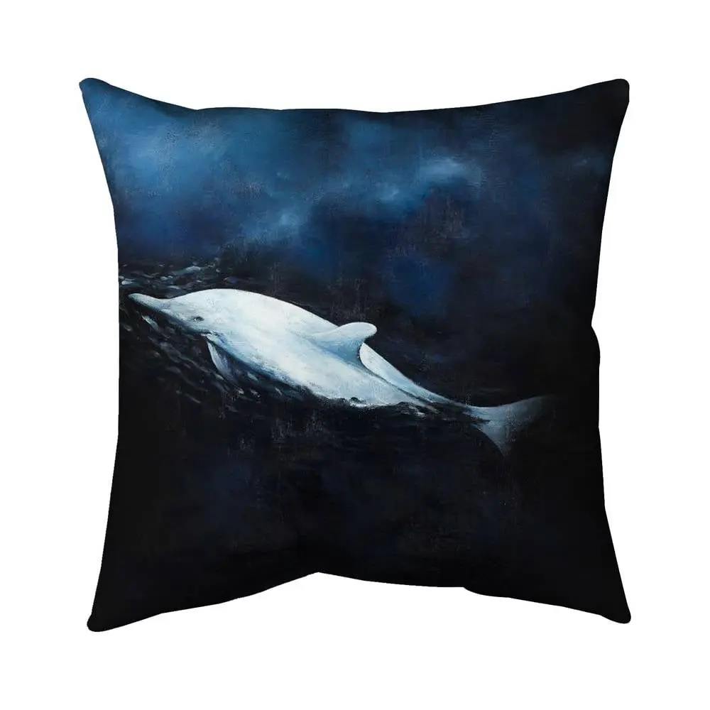 Begin Home Decor 5541-1616-AN153 16 x 16 in. Swimming Dolphin Pillow - Blue Aquatic Home Decor Accent