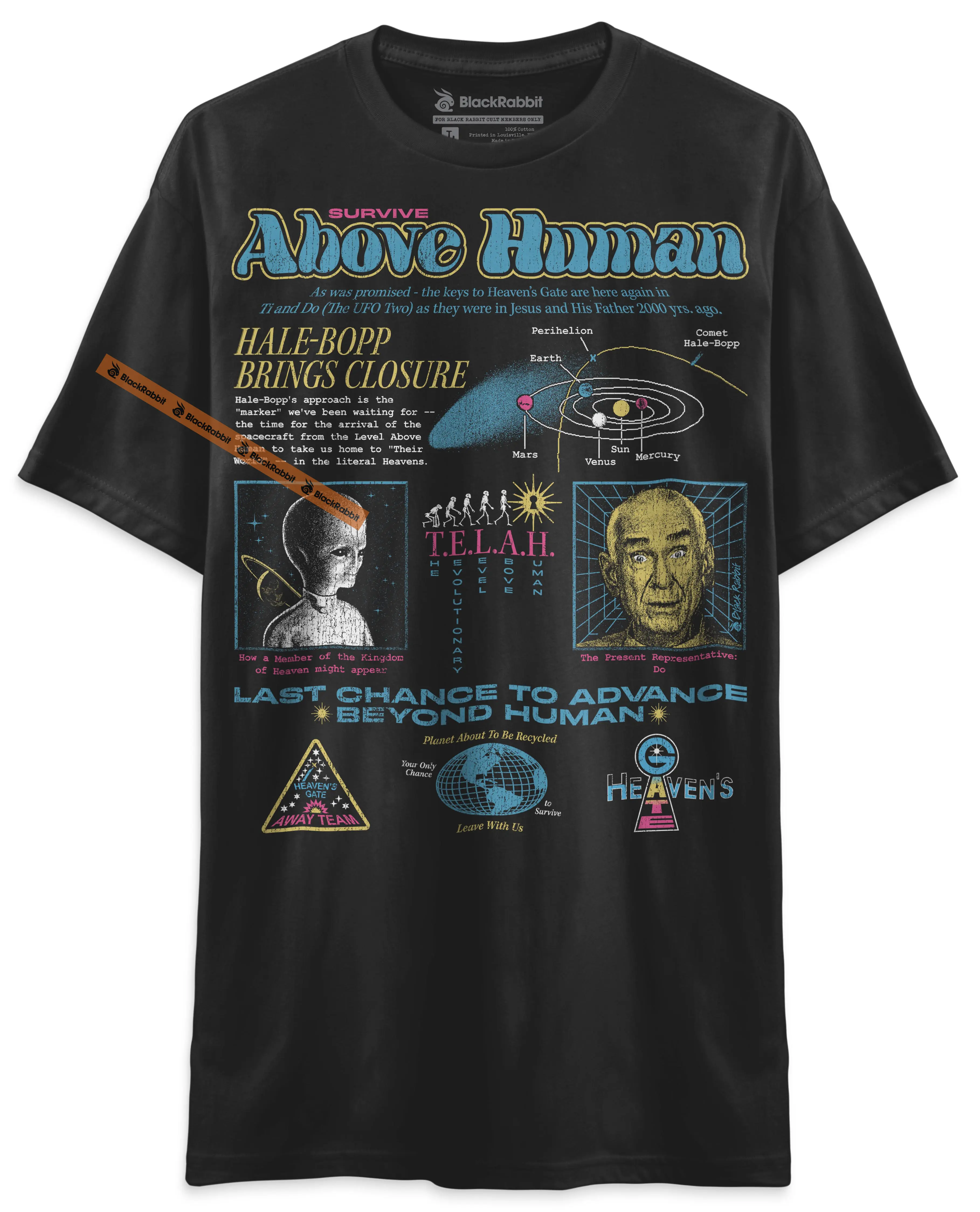 BLACK RABBIT Heaven's Gate Cult Survive Above Human 90s Retro Vintage Unisex Classic T-Shirt