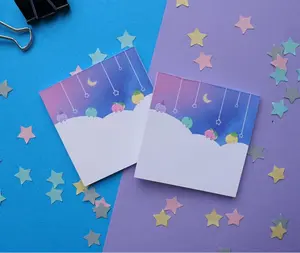 Under the Stars Mochi Friends Memo Pad | Kawaii Notepads | Reminder Notes | Cute Night Cloudy Sky Stationery Paper | Scrapbook Paper Sheets
