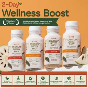 BITTE Soursop Bitters Bundle – 4 Shots, AM Energy + PM Calm | Immune Defense, Daily Energy, Anti-Bloat & Stress Relief | Soursop & Ashwagandha