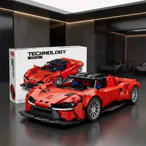 1:14 Technic Red Sports   car   Building   block  Set (1247 Pcs) - Collectible Racing Model Kit with Butterfly Doors & Engine Gears, STEM Toy Gift for Adults living