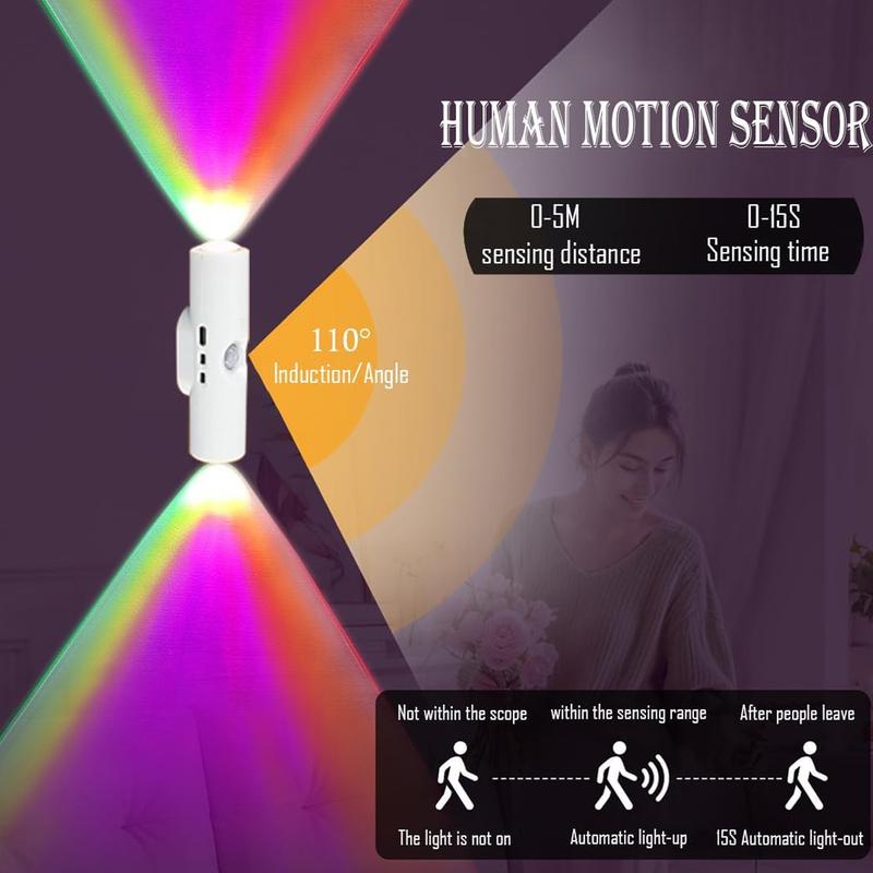 【Buy 1 Get 1 Free】Rechargeable Smart LED Motion Sensor Ambient Light, Punch-Free Color Changing Motion Sensor Light Indoor, Wireless Auto-On Wall Sconce with 7 Colors & Magnetic Mount for Hallway