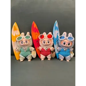 Labubu doll clothes, labubu swimsuit holiday suit swimming ring surfboard, suitable for 6.7 inches (17cm) labubu doll clothing