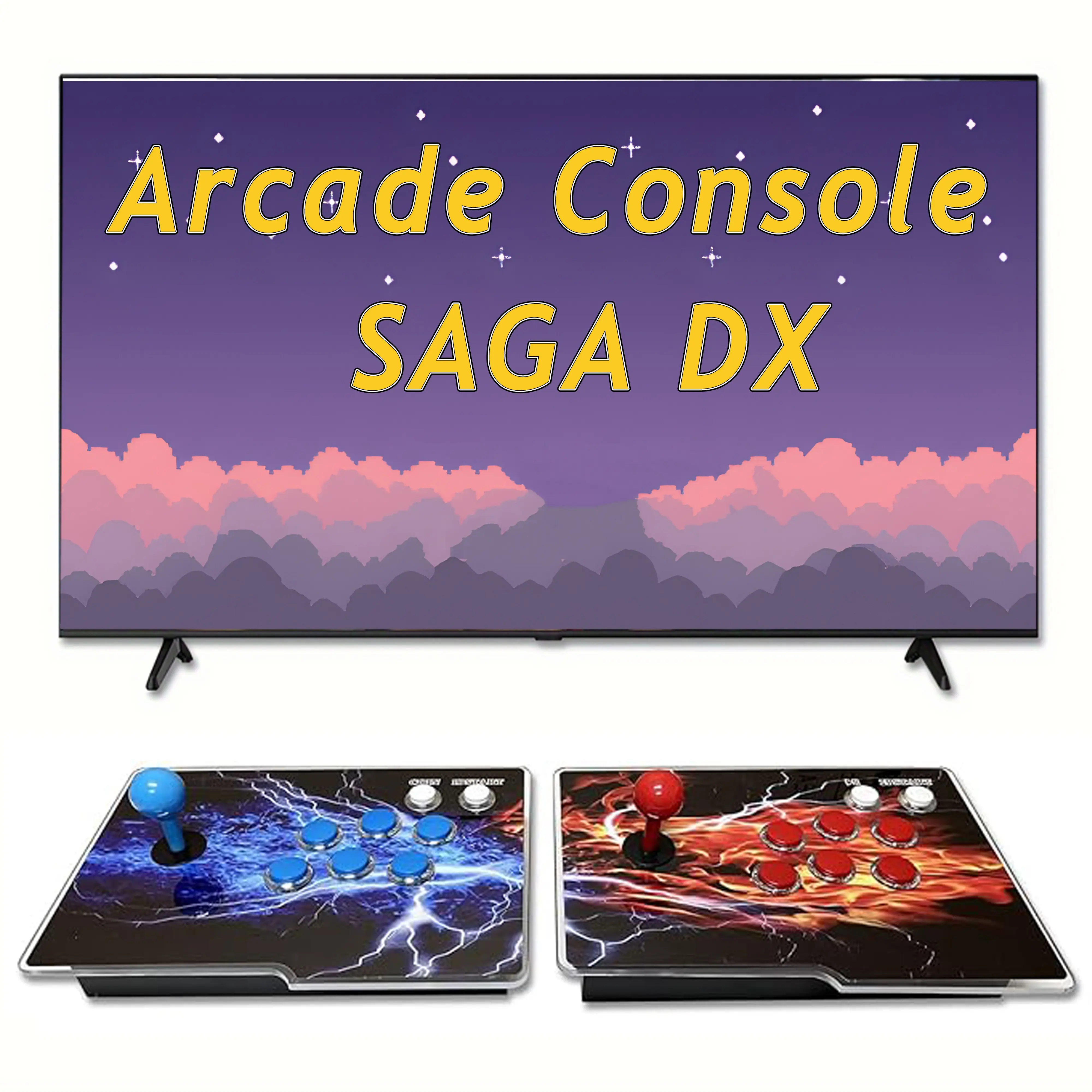 Arcade Game Console with Dual Hosts for TV Projector and PC Supports 3D Games for 1 to 4 Players Includes Favorites Search Save Hide and Pause Functions Adapter Cable Multi-Player Retro pandoras box double list multi-emulator tiktokshopspringglowup