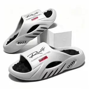 Men's Massage Cloud Slides Non Slip EVA Cushioned Sport Slippers with Foot Massage Sole Casual Beach Shower Sandals for Indoor Outdoor Boy Walking Shoes Footwear Flipflop Summer Fashion Makapal Thick Dance