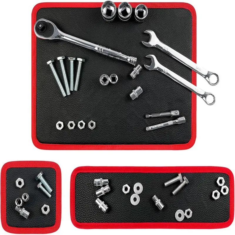 3-Pack Ultimate Magnetic Parts Tray & Tool Mat for Car, Fender, Toolbox - High-Density Magnet Holds Wrenches, Sockets, Screws Vertically or Upside Down