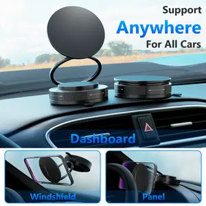 360 Car Mount, Rotatable Adjustable Vacuum Magnetic Car Phone Holder, Magnetic Phone Holder for Car/Gym/Mirror/Smooth Surface, Suitable for Magsafe, iPhone, Android, Include Magnetic Ring,