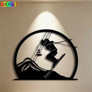 1pc Skiing Metal Wall Art, Dynamic Skiing Statue Mural, Ideal Gift for Christmas, New Year, Skiing Decor Enthusiasts, Weather-Resistant Metal Wall Decor Wall Sculptures, Perfect for Patio Wall & Garden Fence, Stunning Outdoor Decor