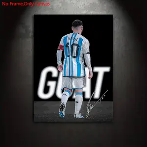 1 piece/set frameless canvas painting print poster, classic realistic art, football player Leo Messi GOAT, perfect gift for sports culture enthusiasts, ideal gift for bedroom, living room, kitchen, dormitory corridor, mural, wall decoration