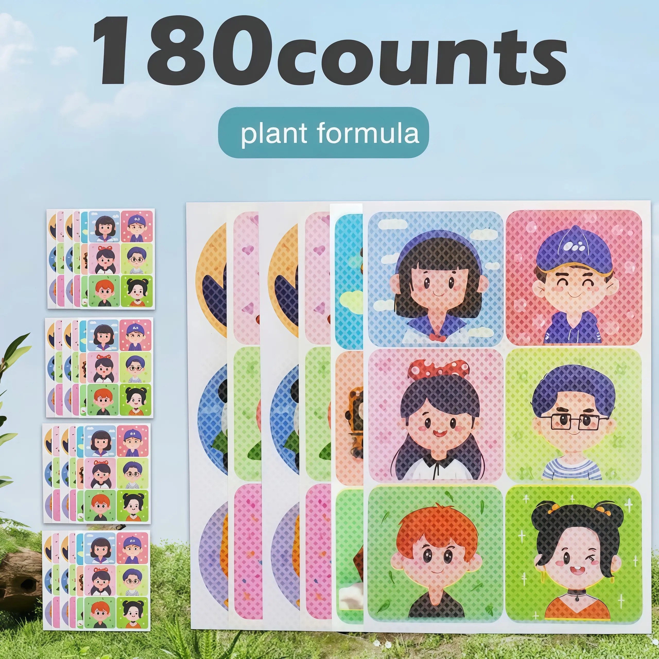 180 Counts Animal insect repellent sticker, cuteanimal design, sticks to clothes, backpacks,chairs, preserves effectiveness when sealed