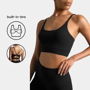 Colorfulkoala Women's Dreamlux Bowknot Strappy Sports Bras Light Impact Workout Yoga Tops