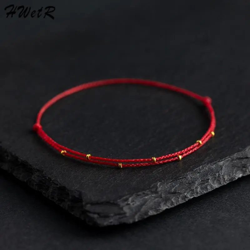 Handmade Bead Bracelet Red Rope Adjustable Transfer Lucky Beads Simple Style Friendship Bracelet Fine Jewelry Gift
