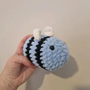 Light Blue handmade plushie bumble bee crochet amigurumi