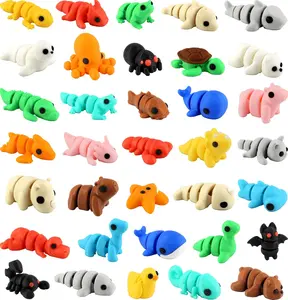 PowerTRC 35 Pcs 3D Printed Animals Set, 2 inches Mini 3D Printed Animals, Cute Pocket Pets Animal Figurine Toys, Articulated Flexible Fidget Toy for Desk Decoration, Goody Bag Stuffers