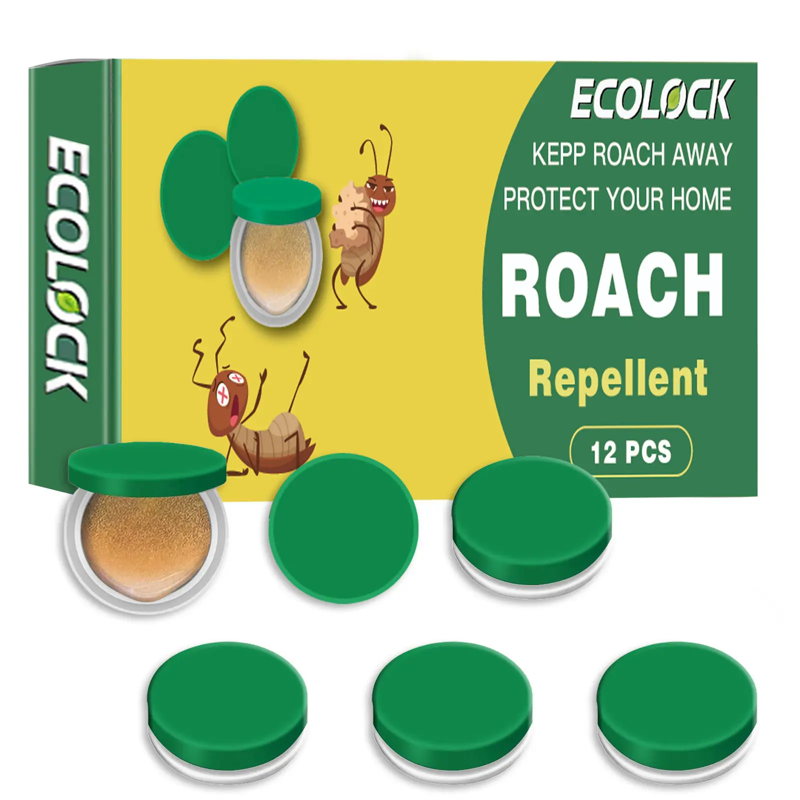 ECOLOCK Solid Pest Control Kit (12-Pack) - Indoor Cockroach Killer, Gel Bait, Roach Repellent Pouches, 100 sq m Household Solution, Insect-Free Pest Control Cockroaches, Long-Lasting 2-Month Use for Kitchen, Bathroom