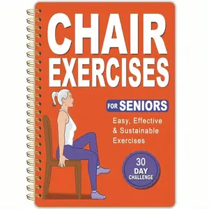 Seniors & Beginners Chair Yoga Notebook, 30-Day Challenge Spiral Practice, Weight Loss Guide, A5 Thick Cover, Postures with Diagrams