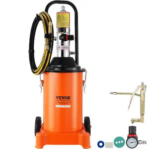 VEVOR Grease Pump, 3 Gallon 12L, Air Operated Grease Pump with 13 ft High Pressure Hose and Grease Gun, Pneumatic Grease Bucket Pump with Wheels, Portable Lubrication Grease Pump 50: 1 Pressure Ratio