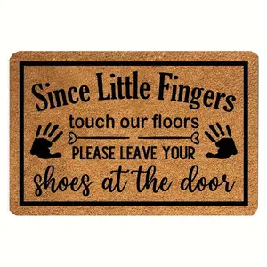 Funny Coir Doormat Since Little Fingers Touch Our Floor Leave Your Shoes At The Door Mat Entryway Outdoor Mat with Heavy Duty Welcome Mats Entry Coir Mat 23.6 X 15.7 Inch.Mat Thickness 1.5cm, Weight 3.31LB. Genuine Coconut Coir Outdoor Entrance Mat.