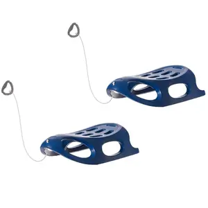 212 MAIN ShpilMaster QI004217.BL.2 Outdoor Snow Sleigh Ice Sled Toy, 2-Rider Fun, Solid Hard Plastic, Pull Rope Included, for Kids Over 5 Years, Blue (Set of 2), Two-Rider Fun, 165Lb