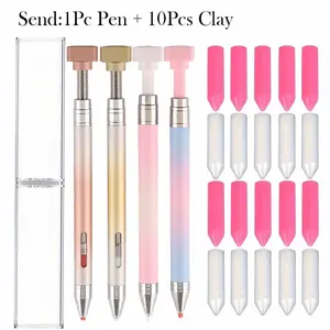 Luxury Diamond Painting Nail Art Tool Set with Self-Adhesive Beads, Gem Picks and Replaceable Wax Sticks, 6 Counts, Diamond Art Tools