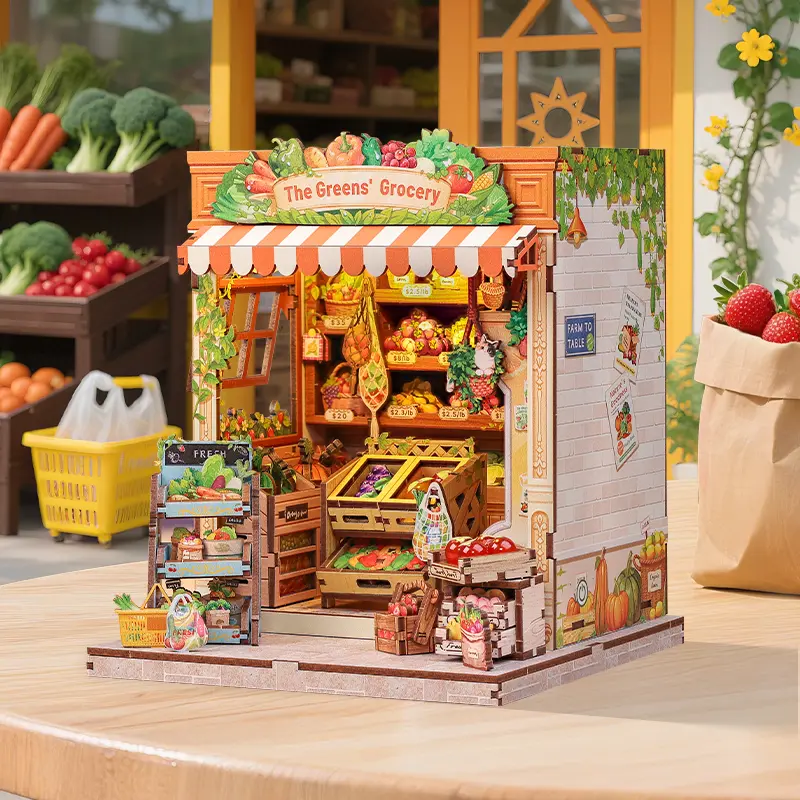 The Greens' Grocery Miniature Dollhouse Kit by Wizardi F07M51-94-CWGC213