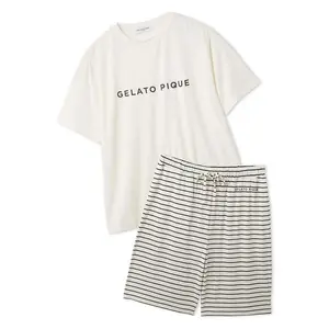 Men's Rayon Logo T-shirt & Striped Shorts Set